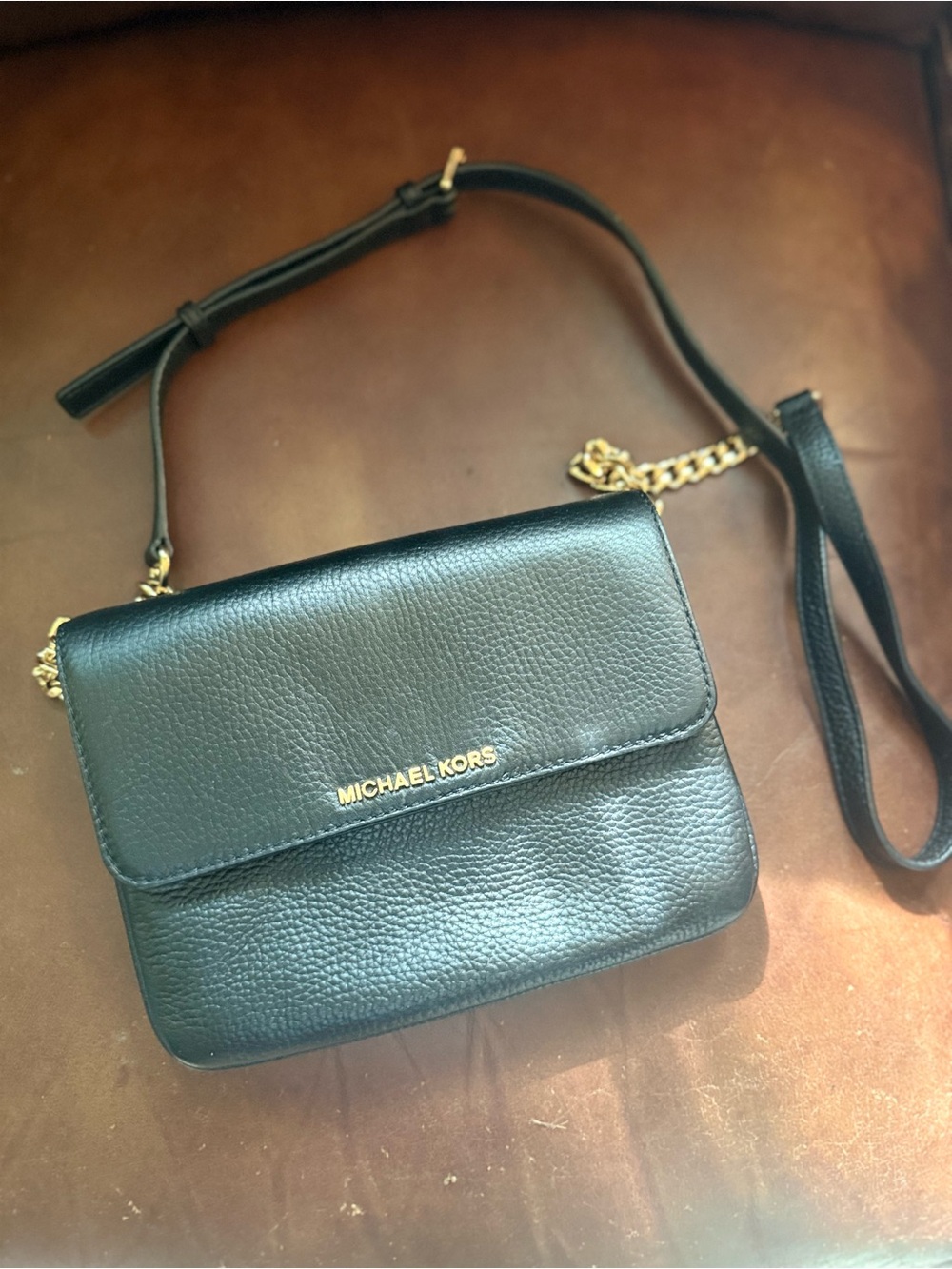 MICHAEL KORS Black Pebbled Leather Crossbody Bag NWOT